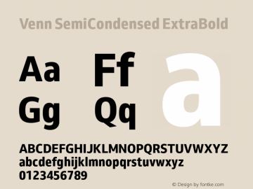 Venn-SemiCondensedExtraBold Version 1.000 Font Sample