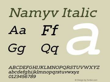 Namyv-Italic Version 1.000图片样张