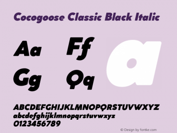 CocogooseClassic-BlackItalic Version 1.000;PS 001.000;hotconv 1.0.88;makeotf.lib2.5.64775 Font Sample