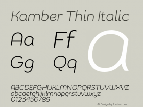 KamberThinItalic Version 1.002;PS 001.002;hotconv 1.0.88;makeotf.lib2.5.64775;YWFTv17 Font Sample