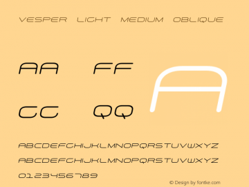 Vesper Light Medium Oblique Version 1.000;PS 001.000;hotconv 1.0.88;makeotf.lib2.5.64775 Font Sample