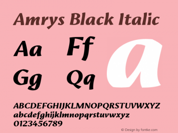 Amrys Black Italic Version 1.00, build 18, g2.5.2.1158, s3 Font Sample