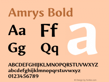 Amrys Bold Version 1.00, build 20, g2.5.2.1158, s3 Font Sample
