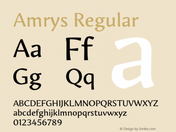 Amrys Regular Version 1.00, build 20, g2.5.2.1158, s3 Font Sample