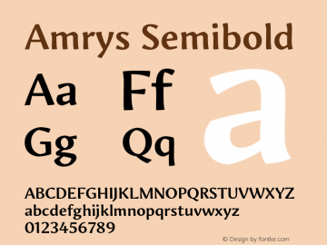 Amrys Semibold Version 1.00, build 20, g2.5.2.1158, s3 Font Sample