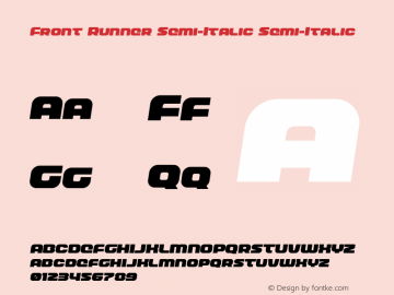 Front Runner Semi-Italic Version 1.0; 2019 Font Sample