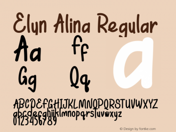 Elyn Alina Version 1.00;January 19, 2019;FontCreator 11.5.0.2430 64-bit图片样张