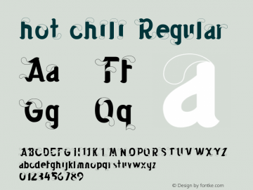 hot chili Version 1.00;January 30, 2019;FontCreator 11.5.0.2426 32-bit Font Sample