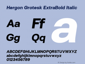 Hergon Grotesk ExtraBold Italic Version 1.000;PS 001.000;hotconv 1.0.88;makeotf.lib2.5.64775;YWFTv17图片样张