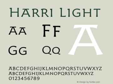 Harri Light Version 1.000 Font Sample