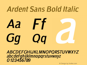 Ardent Sans Bold Italic 0.1.0 Font Sample