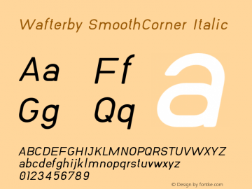 Wafterby SmoothCorner Italic Version 1.000;PS 001.000;hotconv 1.0.88;makeotf.lib2.5.64775图片样张