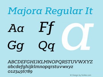 Majora Regular It Version 1.000;PS 001.000;hotconv 1.0.88;makeotf.lib2.5.64775 Font Sample