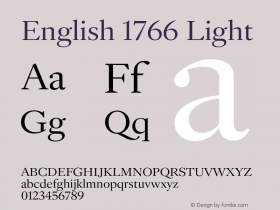 English1766-Light Version 1.000;PS 1.0;hotconv 1.0.88;makeotf.lib2.5.647800; ttfautohint (v1.4) Font Sample