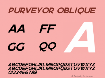 Purveyor Oblique Version 1.00;August 1, 2018;FontCreator 11.5.0.2427 64-bit图片样张