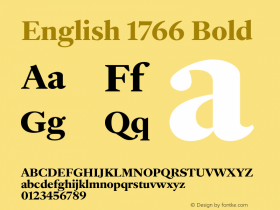 English1766-Bold Version 1.000;PS 1.0;hotconv 1.0.88;makeotf.lib2.5.647800; ttfautohint (v1.4) Font Sample