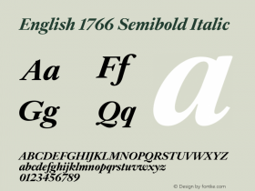 English1766-SemiboldItalic Version 1.000;PS 1.0;hotconv 1.0.88;makeotf.lib2.5.647800; ttfautohint (v1.4) Font Sample