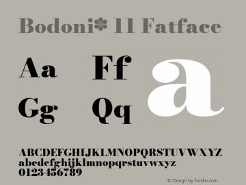 Bodoni* 11 Fatface Version 1.002; ttfautohint (v0.97) -l 8 -r 50 -G 200 -x 14 -f dflt -w G图片样张