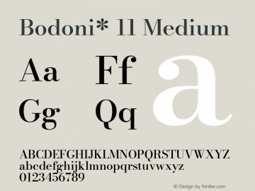 Bodoni* 11 Medium Version 1.002; ttfautohint (v0.97) -l 8 -r 50 -G 200 -x 14 -f dflt -w G图片样张
