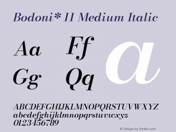Bodoni* 11 Medium Italic Version 1.003图片样张