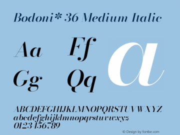 Bodoni* 36 Medium Italic Version 1.003图片样张