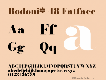 Bodoni* 48 Fatface Version 1.003 Font Sample