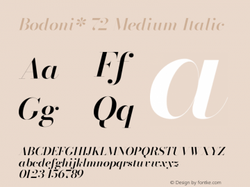 Bodoni* 72 Medium Italic Version 1.003 Font Sample