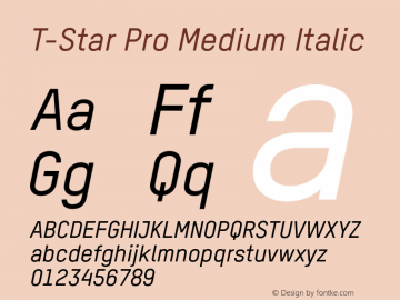 T-StarProMediumItalic Version 3.000图片样张