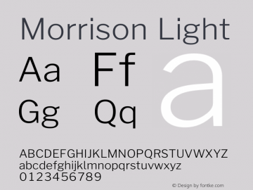 Morrison Light Version 0.018;February 2, 2019;FontCreator 11.5.0.2425 64-bit Font Sample