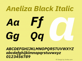 Aneliza Black Italic Version 2.001;February 2, 2019;FontCreator 11.5.0.2425 64-bit图片样张