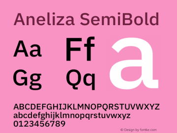 Aneliza SemiBold Version 2.001;February 2, 2019;FontCreator 11.5.0.2425 64-bit Font Sample
