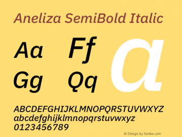 Aneliza SemiBold Italic Version 2.001;February 2, 2019;FontCreator 11.5.0.2425 64-bit图片样张