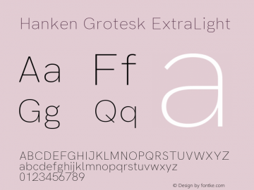 Hanken Grotesk ExtraLight Version 1.031 Font Sample