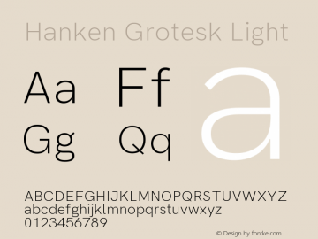Hanken Grotesk Light Version 1.031 Font Sample