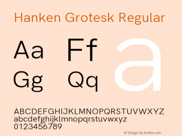 Hanken Grotesk Regular Version 1.031 Font Sample