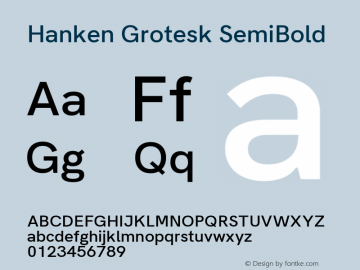 Hanken Grotesk SemiBold Version 1.031 Font Sample
