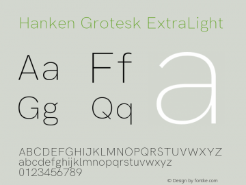 Hanken Grotesk ExtraLight Version 1.031;PS 001.031;hotconv 1.0.88;makeotf.lib2.5.64775 Font Sample