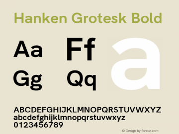 Hanken Grotesk Bold Version 1.031 Font Sample