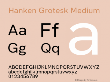 Hanken Grotesk Medium Version 1.031;PS 001.031;hotconv 1.0.88;makeotf.lib2.5.64775 Font Sample