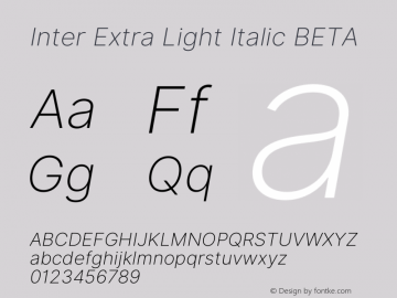 Inter Extra Light Italic BETA 3.3;20b39288a Font Sample