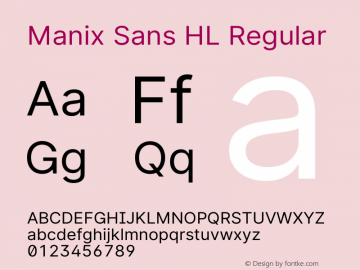 Manix SansHL-Regular 3.3;20b39288a Font Sample