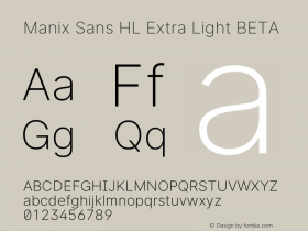 Manix SansHL-ExtraLightBETA 3.3;20b39288a Font Sample