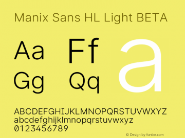 Manix SansHL-LightBETA 3.3;20b39288a Font Sample