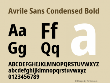 Avrile Sans Condensed Bold Version 2.001; ttfautohint (v1.8.2)图片样张