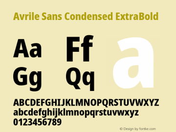 Avrile Sans Condensed ExtraBold Version 2.001; ttfautohint (v1.8.2)图片样张