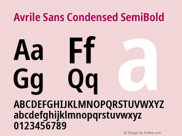 Avrile Sans Condensed SemiBold Version 2.001; ttfautohint (v1.8.2)图片样张