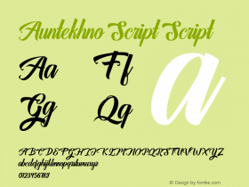 AuntekhnoScriptFree 1.000 Font Sample