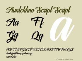 AuntekhnoScriptFree 1.000 Font Sample