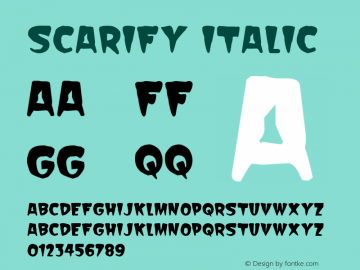 Scarify Italic Version 1.00;February 7, 2019;FontCreator 11.5.0.2430 64-bit图片样张