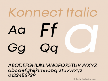 Konnect-Italic Version 1.000;PS 001.000;hotconv 1.0.88;makeotf.lib2.5.64775;YWFTv17图片样张